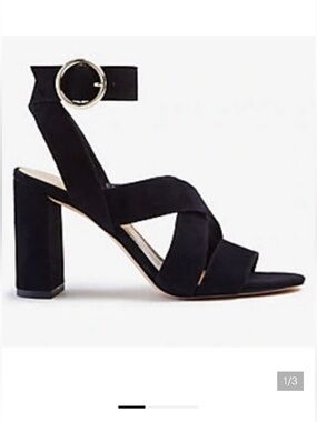 Ann Taylor Margot Suede Black Heeled Sandals